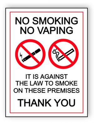 No smoking, no vaping - portrait sign
