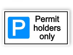 Parking place reserved for permit holders sign