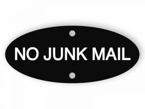Black no junk mail sign