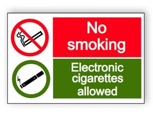 No smoking - e-cigarettes allowed - landscape sign