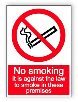 No smoking in these premises - portrait sign