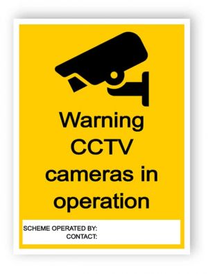 CCTV sign with empty text box