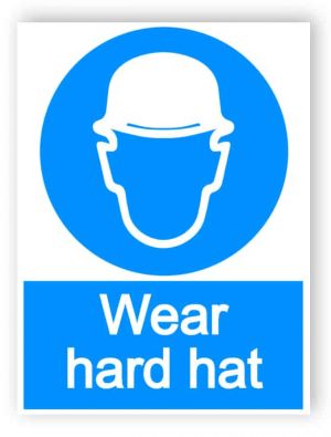 Wear hard hat - portrait sign