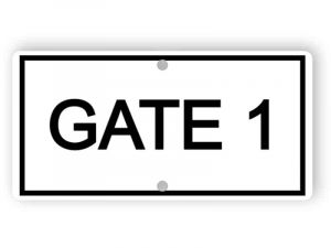 Gate 1 sign