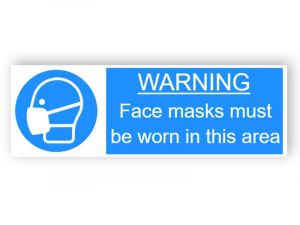 Warning - Face masks must be worn - landscape sticker