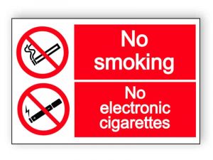 No smoking - no electronic cigarettes - landscape sign