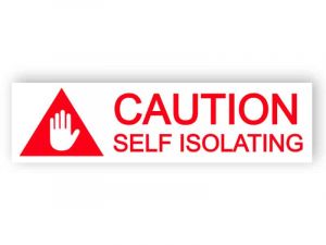 Caution - self isolating - sticker