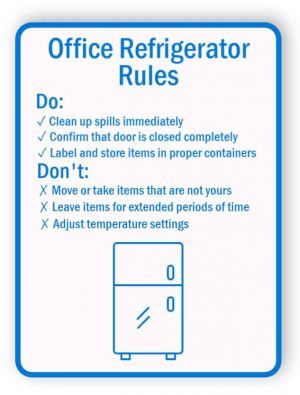 Office refrigerator rules sign