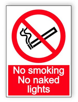 No smoking, no naked lights - portrait sign