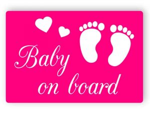 Pink baby on board sticker