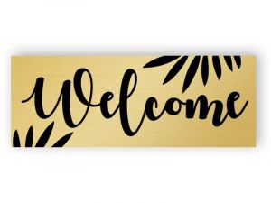 Gold welcome sign