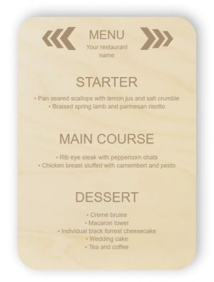 Wooden wedding menu