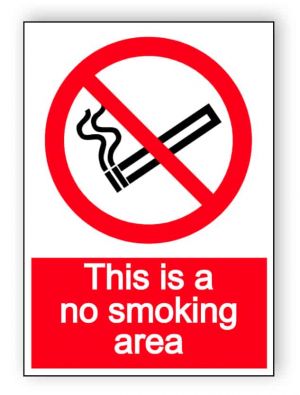 This is a no smoking area - portrait sign