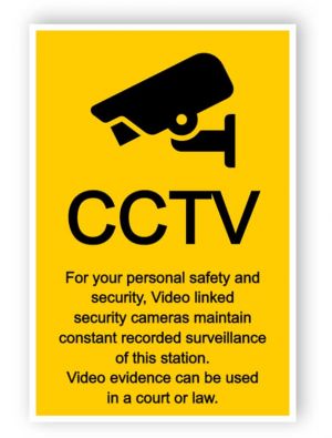 CCTV sign with text