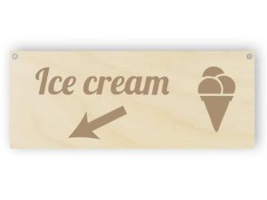 Wooden ice cream category sign