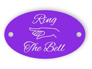 Ring the bell - round violet sign