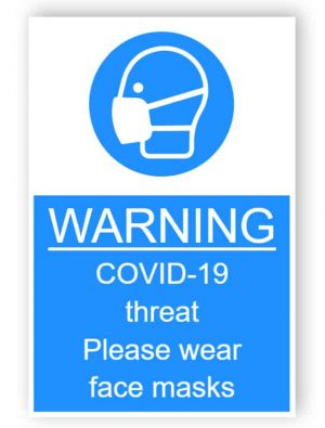 Warning - Covid-19 threat, wear face masks - sticker