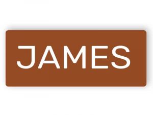 Laser engraved brown plastic name badge