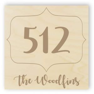 Wooden door number sign