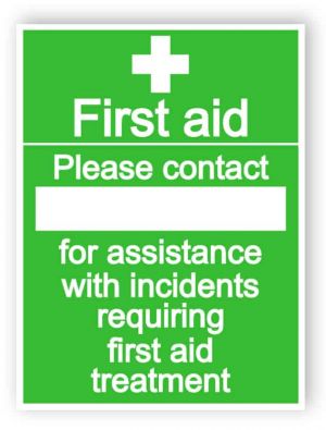 First aid - Please contact sign