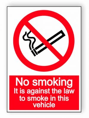 No smoking in vehicle - portrait sign