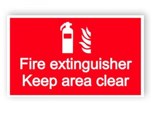 Fire extinguisher keep area clear sign