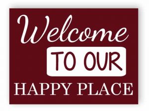 Burgundy welcome sign