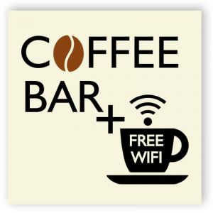 Coffee bar and free wifi sign