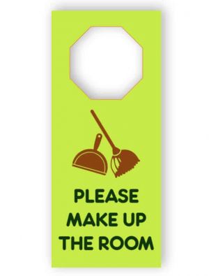 Make up the room - printed plastic - door hanger