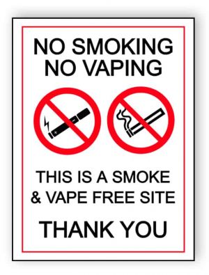 Smoke & vape free site - portrait sign