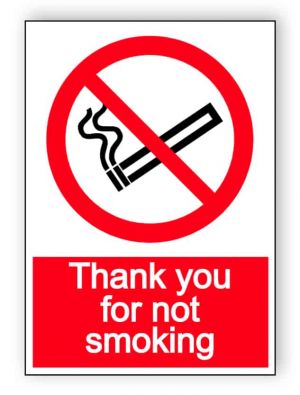 Thank you for not smoking - portrait sign