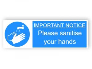 Important notice - Sanitise your hands - landscape sticker