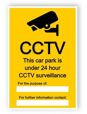 CCTV sign for car park, with two text boxes