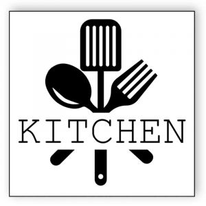 Black and white kitchen sign