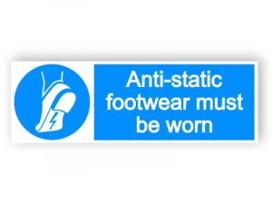 Anti-static footwear must be worn - landscape sign
